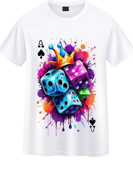 Mi Sangre Ace of spade Dice splash graphic shirt.