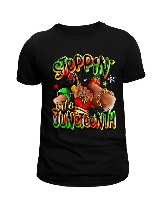 Ladies Steppin into Juneteenth Graphic shirtMi Sangre boutique