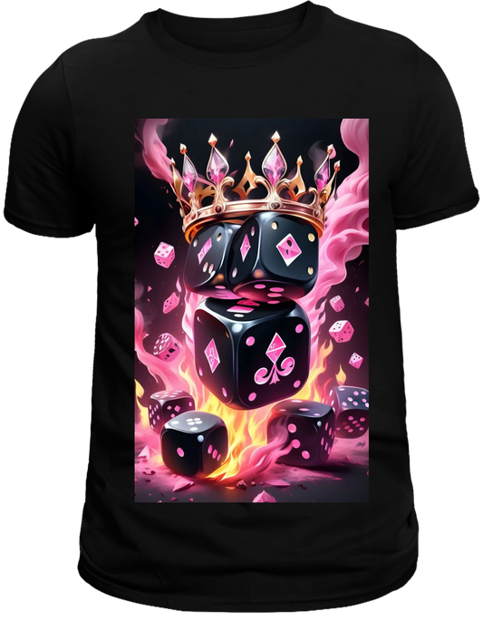 ladies Graphic Pink dice splash Soft, Breathable, Casual Round Neck T-Shirt| Mi Sangre Boutique