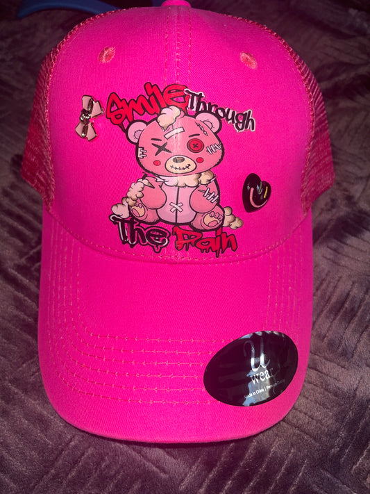 Ladies Smile thru the pain graphic,Breathable,Round fitted hat|Mi Sangre Boutique
